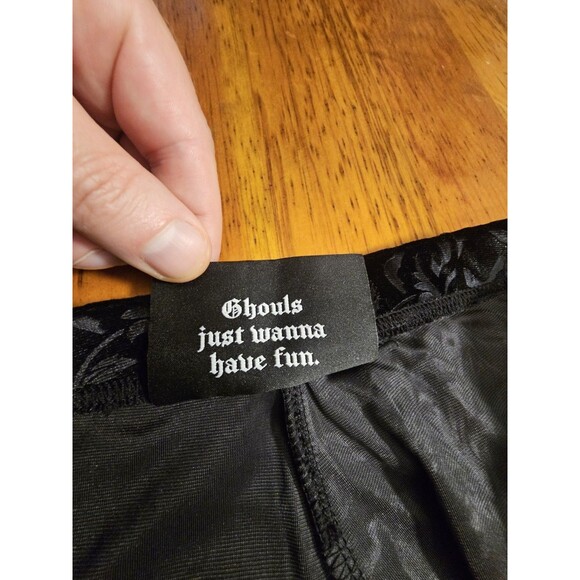 Killstar Chill Daze Yoga Pants Medium Black Velvet Patterned Flare Goth Rare - Picture 7 of 13